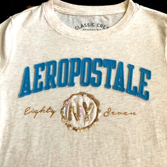 Aeropostale Cream Short Sleeve T-Shirt - Picture 1 of 3